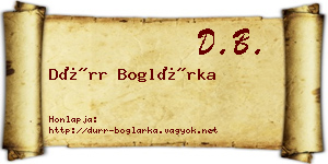 Dürr Boglárka névjegykártya